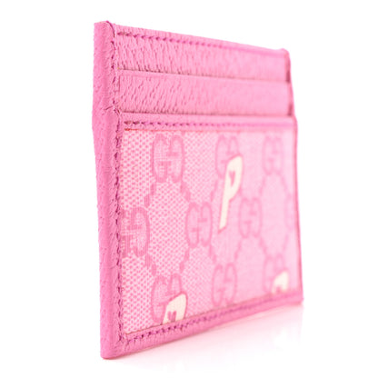 Gucci X PALACE GG Supreme Monogram Palace Textured Dollar Calfskin Card Holder Pink Pale Rose Palace 3 of 8