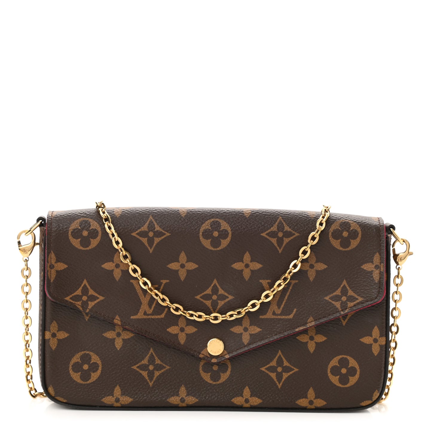 Monogram Pochette Felicie Chain Wallet Fuchsia