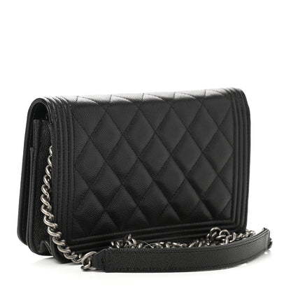 Chanel Caviar Quilted Boy Wallet On Chain WOC Black 3 of 14