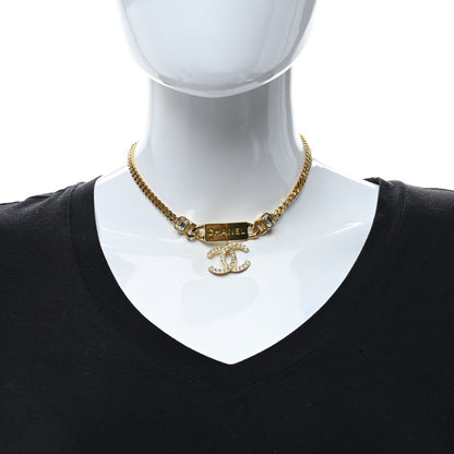 Chanel Crystal CC Chain Link Choker Necklace Gold 3 of 4