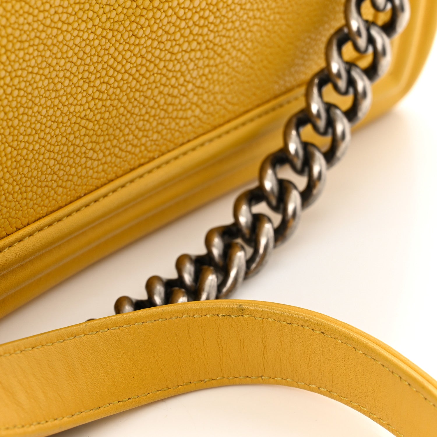 Chanel Galuchat Stingray Small Boy Flap Yellow 12 of 12