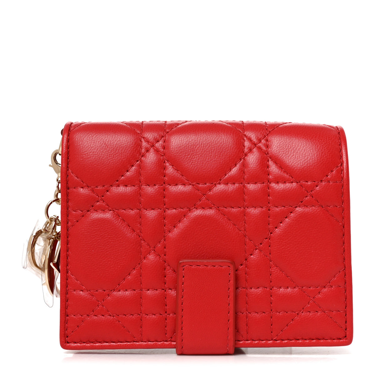 Christian Dior Lambskin Cannage Lady Dior Eden Wallet Rouge Vif 1 of 6