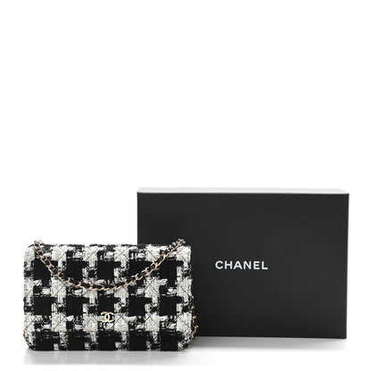 Chanel Tweed Quilted Wallet On Chain WOC Black Ecru White 11 of 11