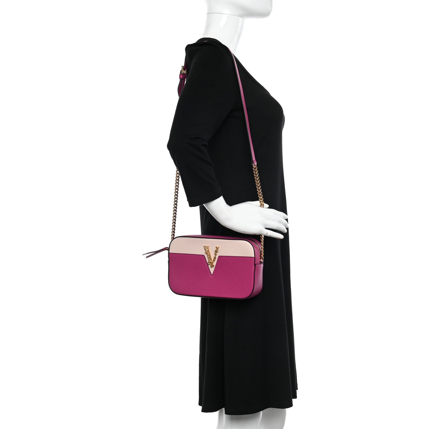 Versace Grainy Calfskin Virtus Small Camera Bag Purple 2 of 10