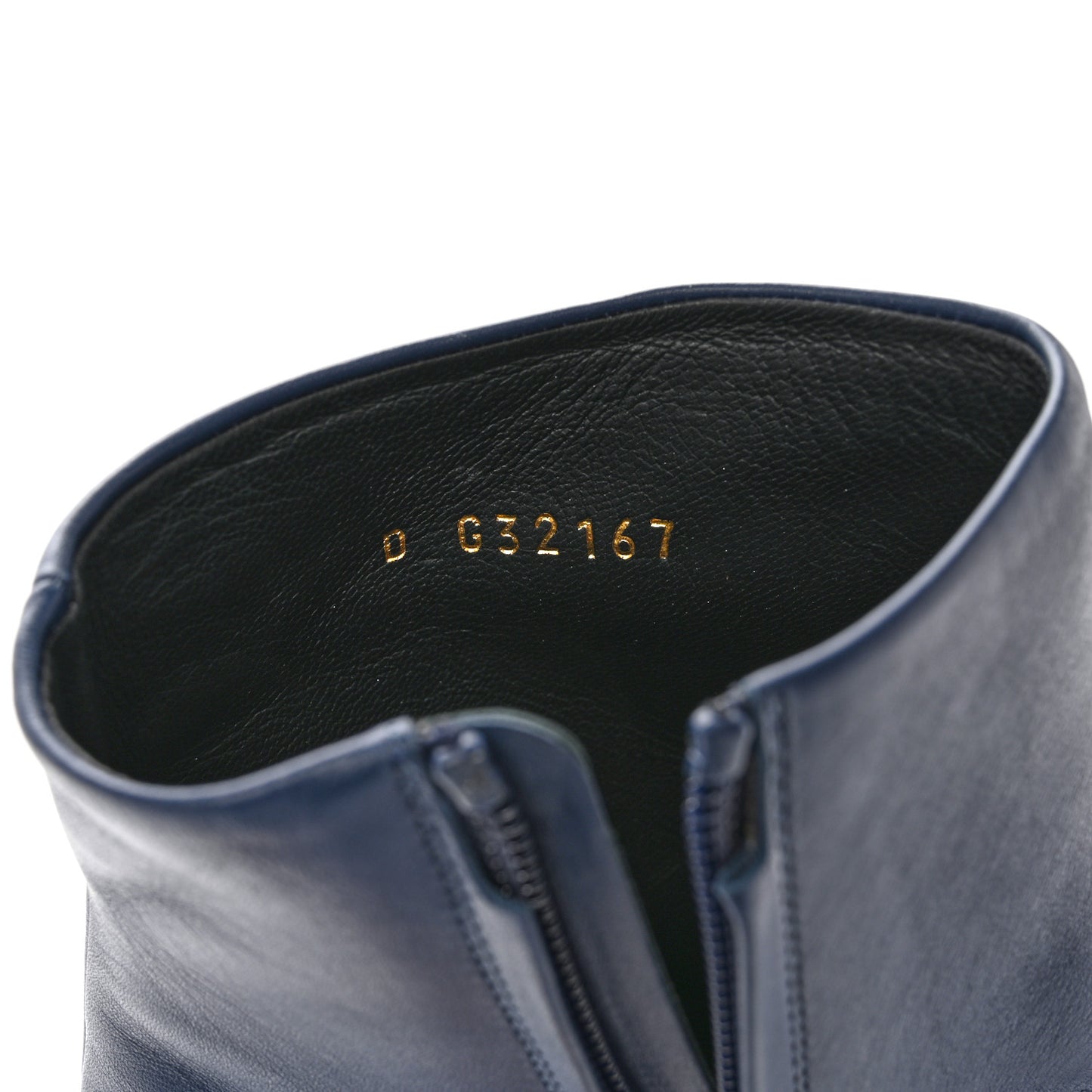 Crumpled Patent Calfskin Cap Toe Short Boots 36.5 Blue Back
