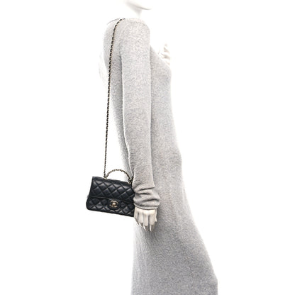 Chanel Lambskin Quilted Mini Crystal Top Handle Rectangular Flap Black 2 of 13
