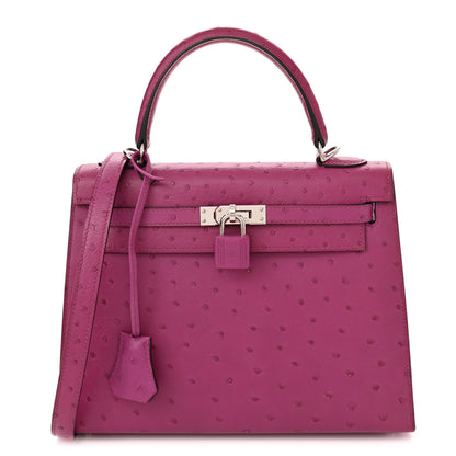 Hermes Ostrich Kelly Sellier 25 Rose Pourpre 1 of 12
