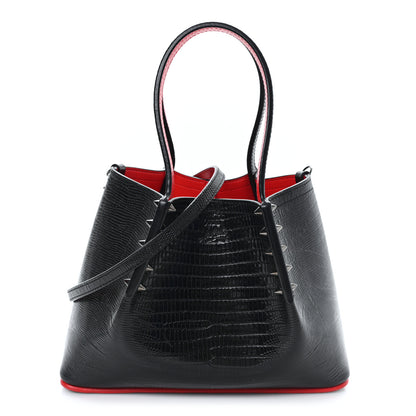 Christian Louboutin Crocodile Embossed Calfskin Spiked Mini Cabarock Shopper Tote Black 1 of 10