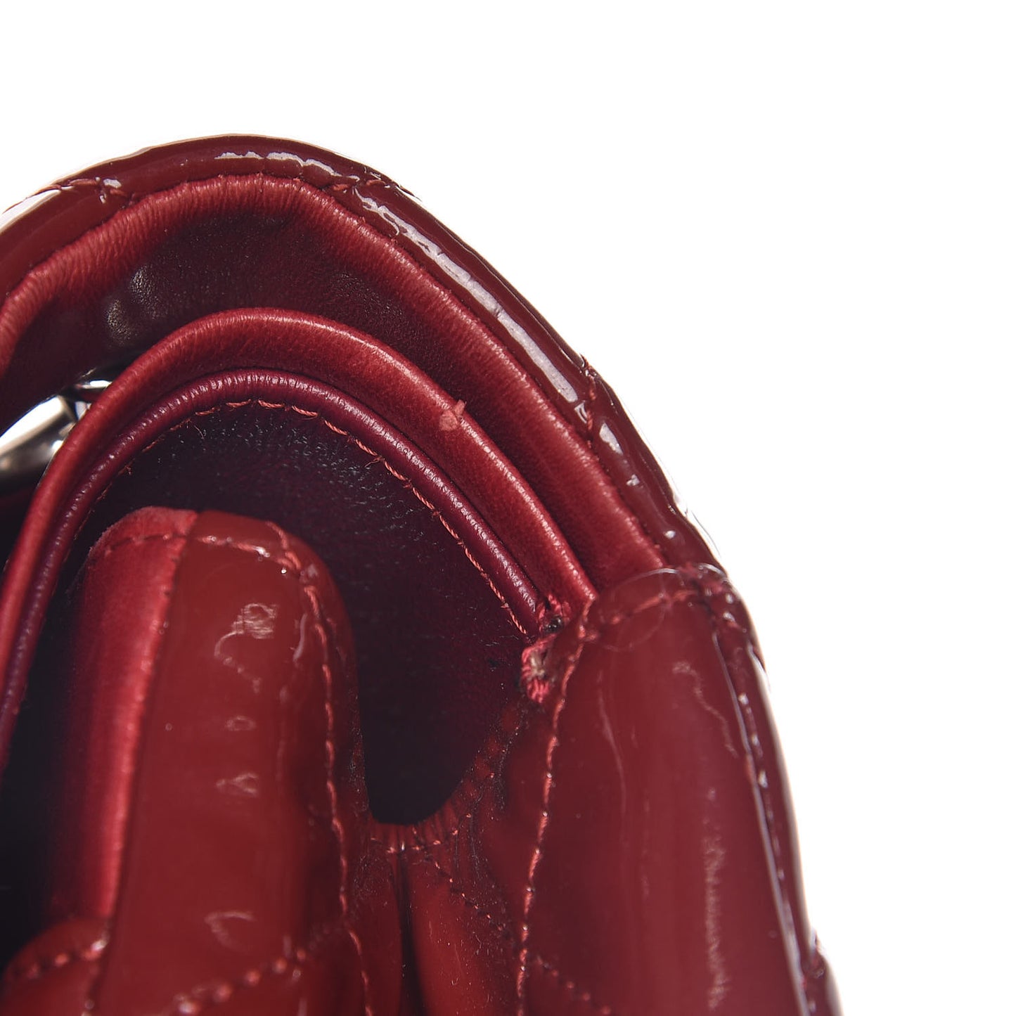 Patent Quilted Jumbo Double Flap Dark Red