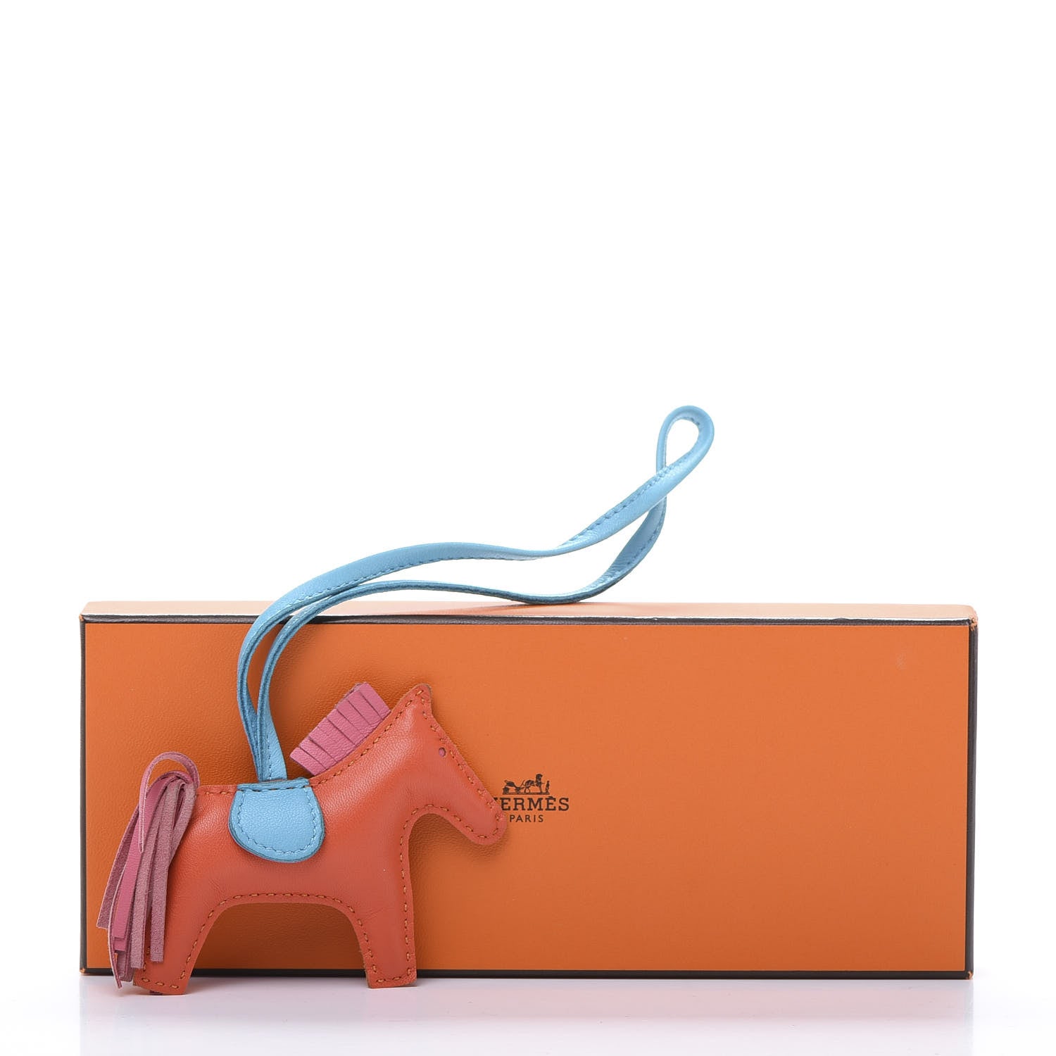 Hermes Milo Lambskin Grigri Rodeo Horse Bag Charm PM Orange Bleu Zanzibar Rose Azalee 7 of 7
