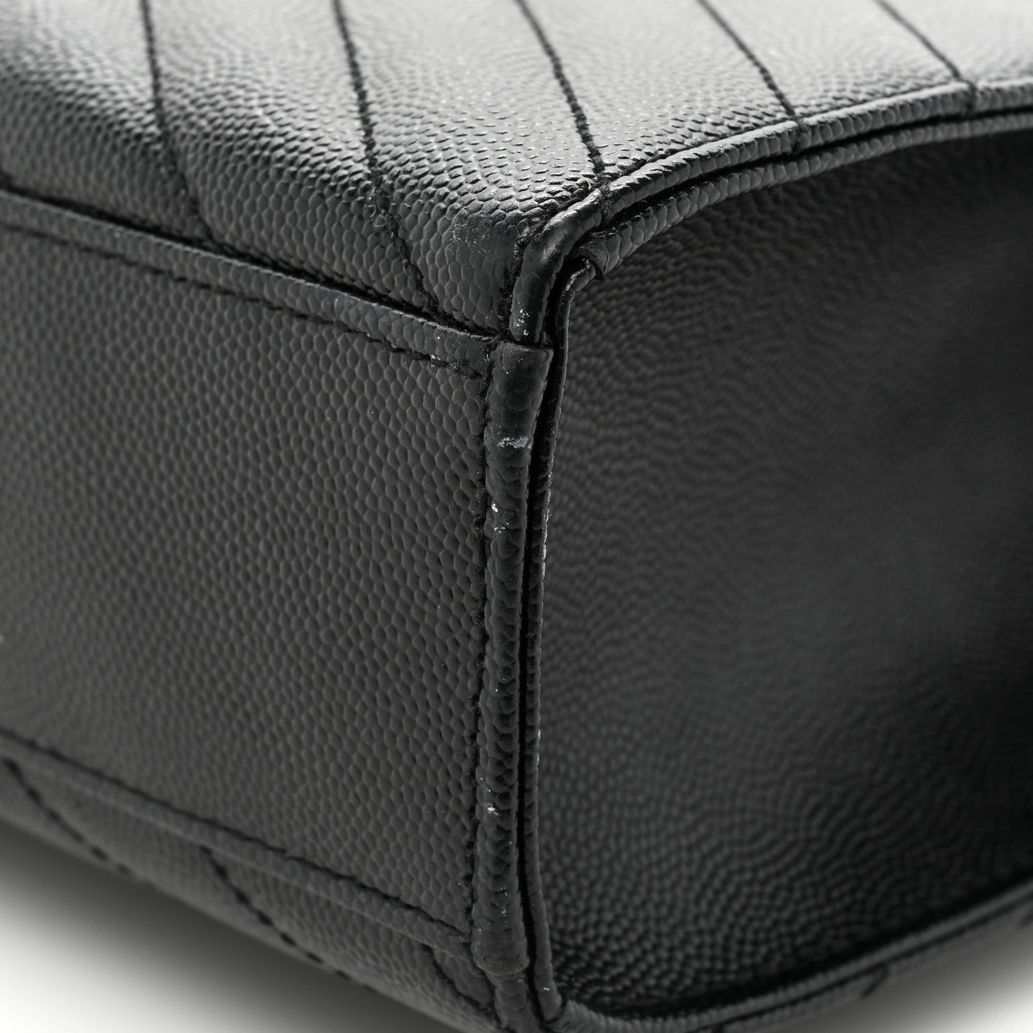 Saint Laurent Grain De Poudre Matelasse Chevron Large Monogram Satchel Black 14 of 15