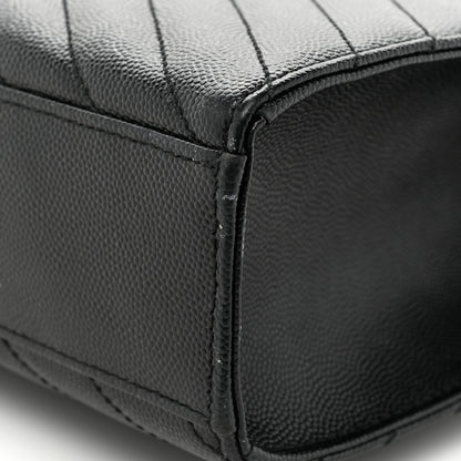 Saint Laurent Grain De Poudre Matelasse Chevron Large Monogram Satchel Black 14 of 15