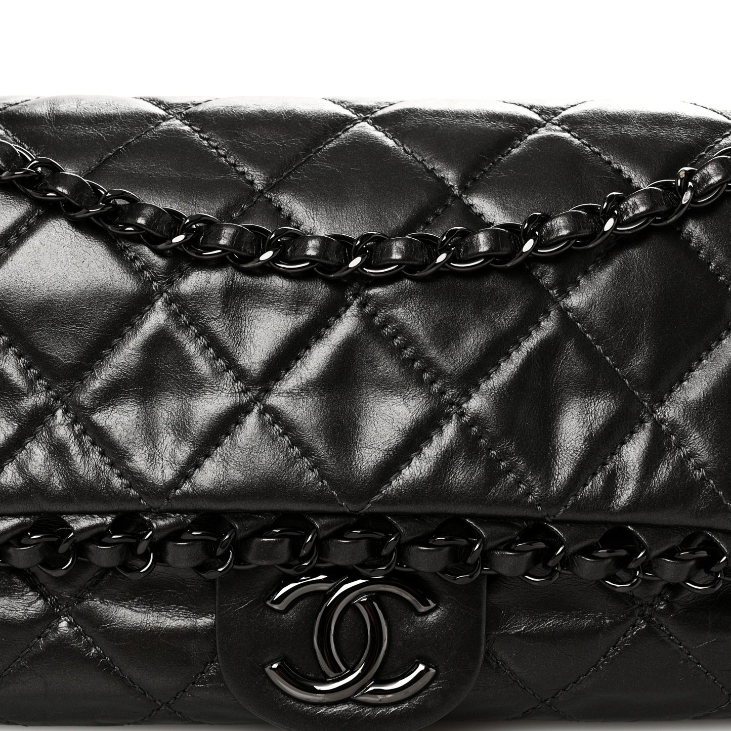 Calfskin Quilted Medium Chain Me Flap Grey