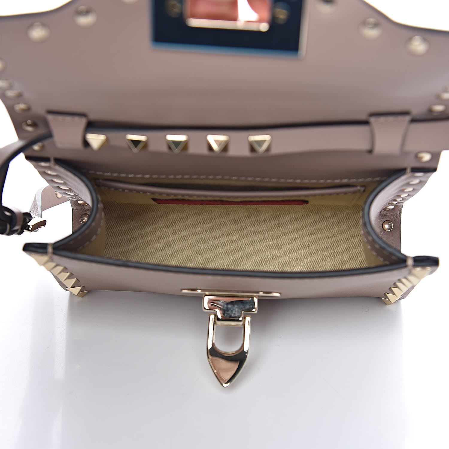 Valentino Garavani Vitello Mini Rockstud Flip Lock Crossbody Bag Poudre 5 of 11
