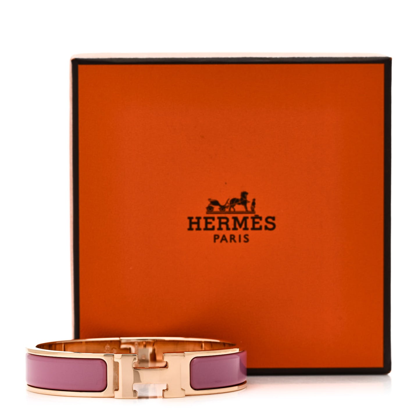 Enamel Narrow Clic Clac H Bracelet PM Rose Flamingo