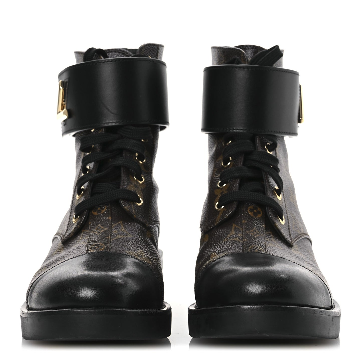 Calfskin Monogram Wonderland Flat Ranger Boots 38 Black