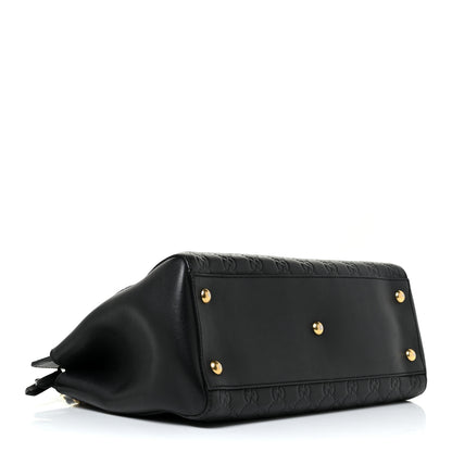 Gucci Guccissima Signature Medium Shoulder Tote Bag Black 4 of 12