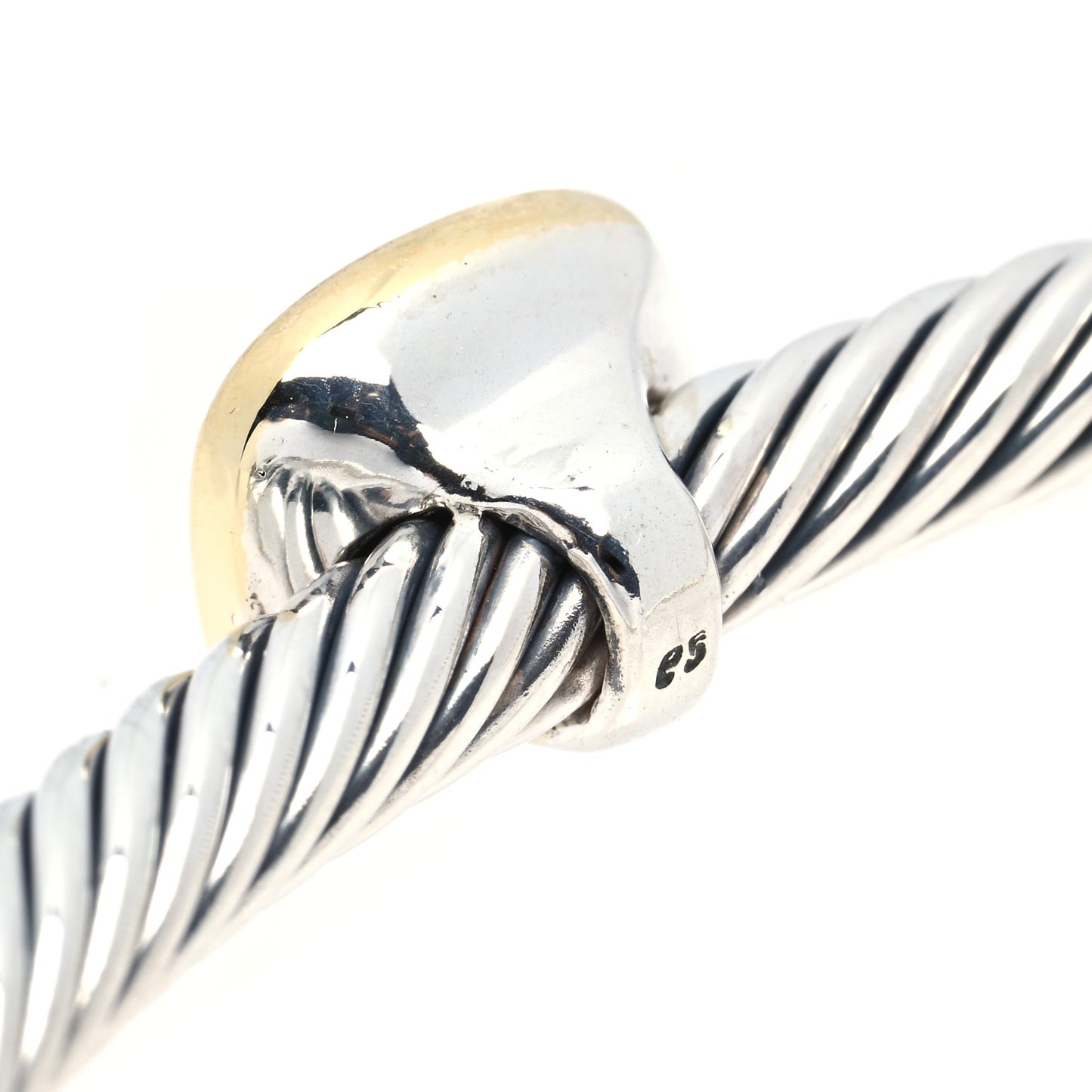 Sterling Silver 18K Yellow Gold Diamond 4mm Cable Classics Station Bracelet