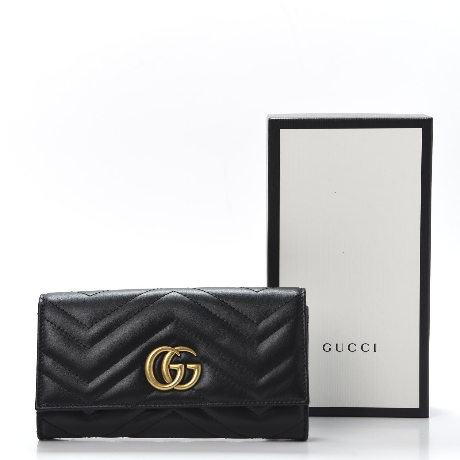 Gucci Calfskin Matelasse GG Marmont Continental Wallet Black 9 of 9