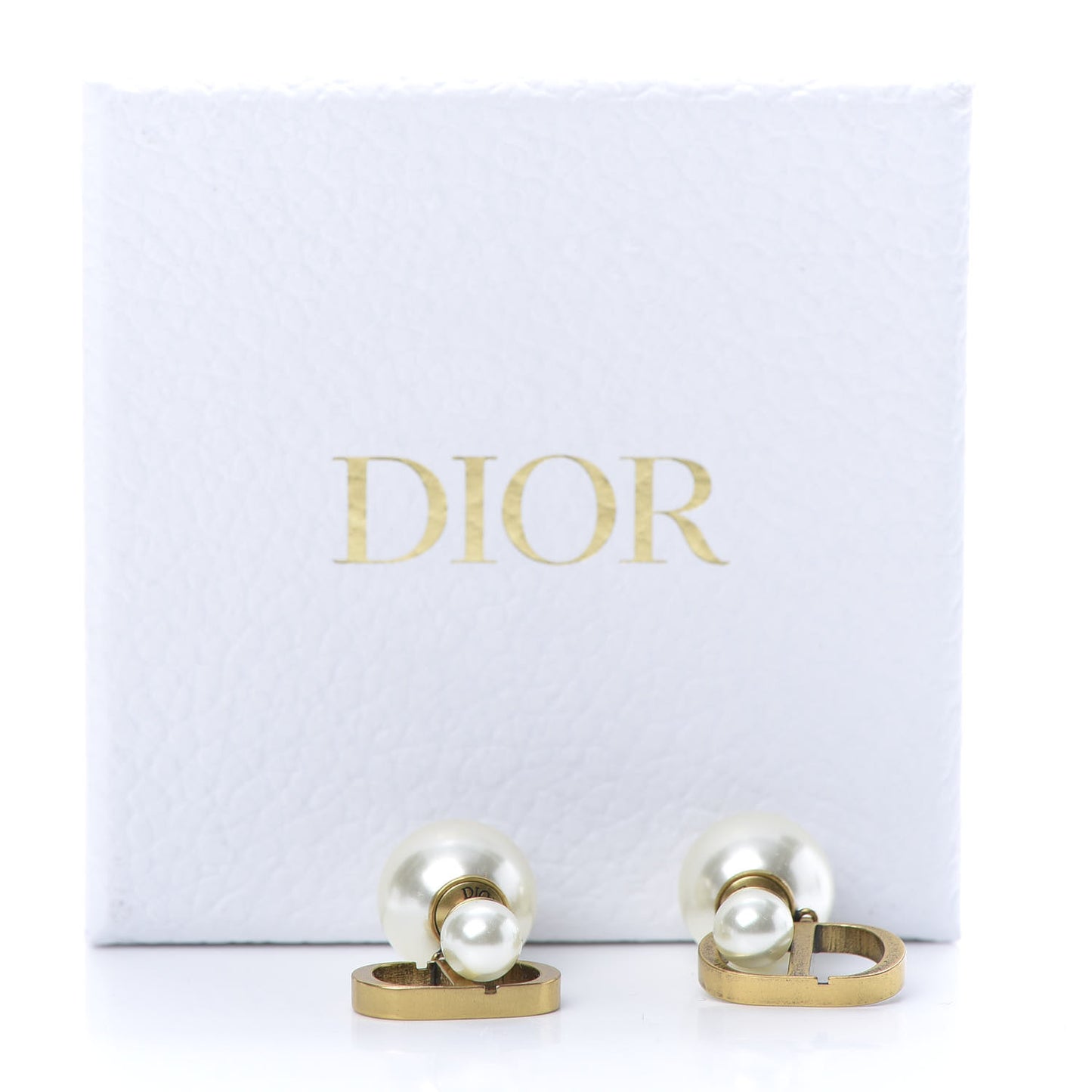 Pearl Logo Drop Earrings Gold