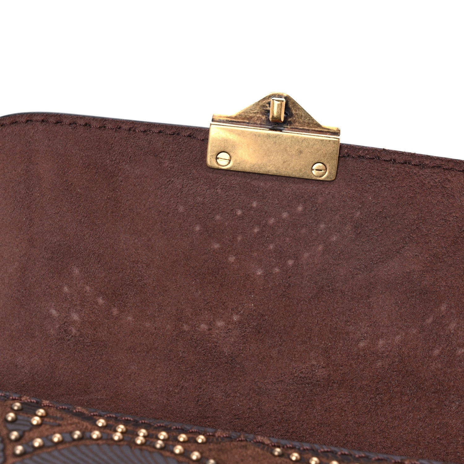 Valentino Garavani Calfskin Embossed Studded Small Glam Lock Rockstud Flap Cacao 9 of 9