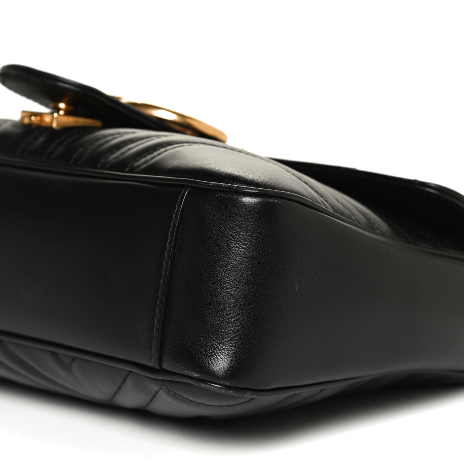Gucci Calfskin Matelasse Medium GG Marmont Shoulder Bag Black 11 of 12