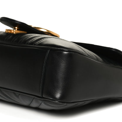 Gucci Calfskin Matelasse Medium GG Marmont Shoulder Bag Black 11 of 12