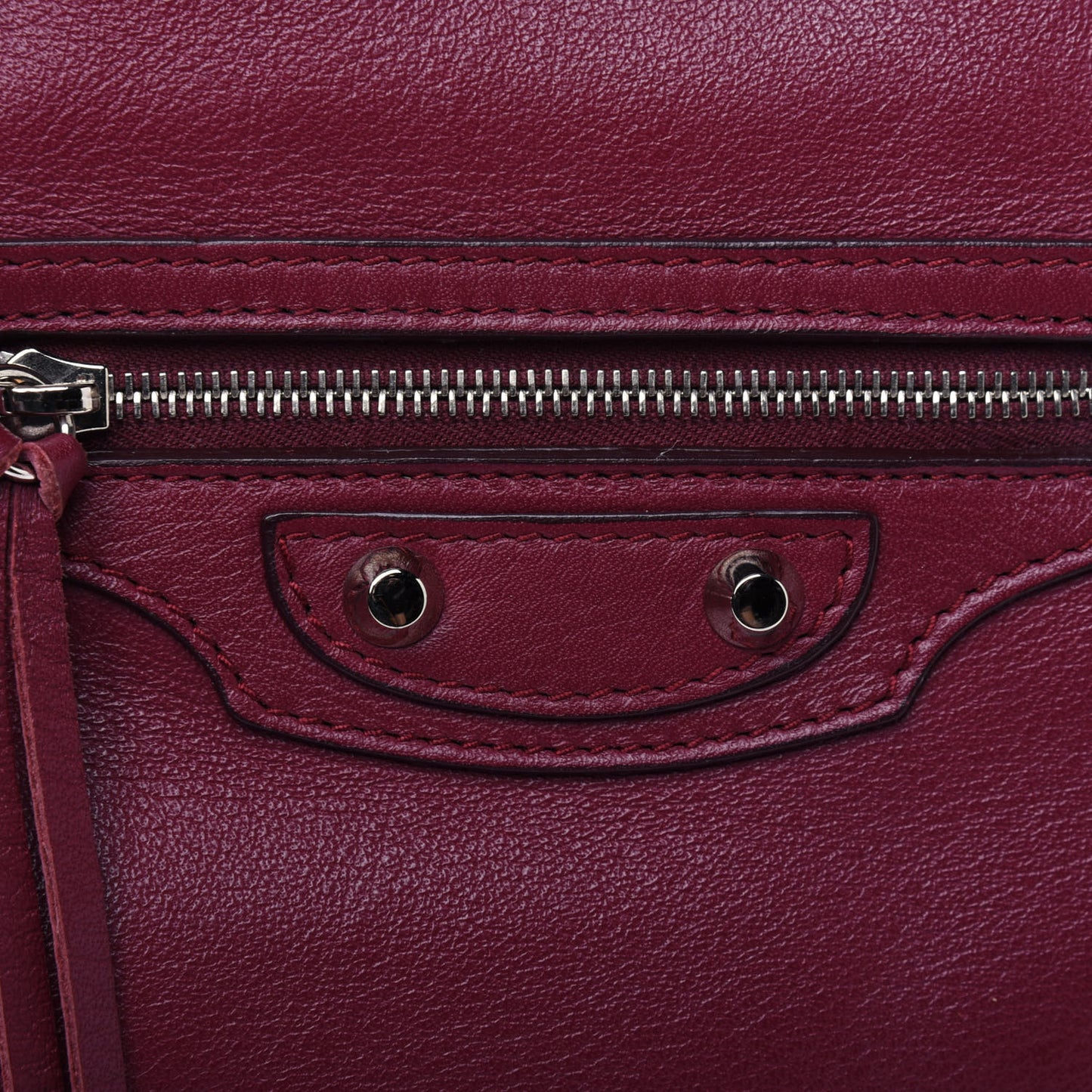 Veau Papier Classic Silver Hardware A4 Zip Around Tote Rouge Pourpre