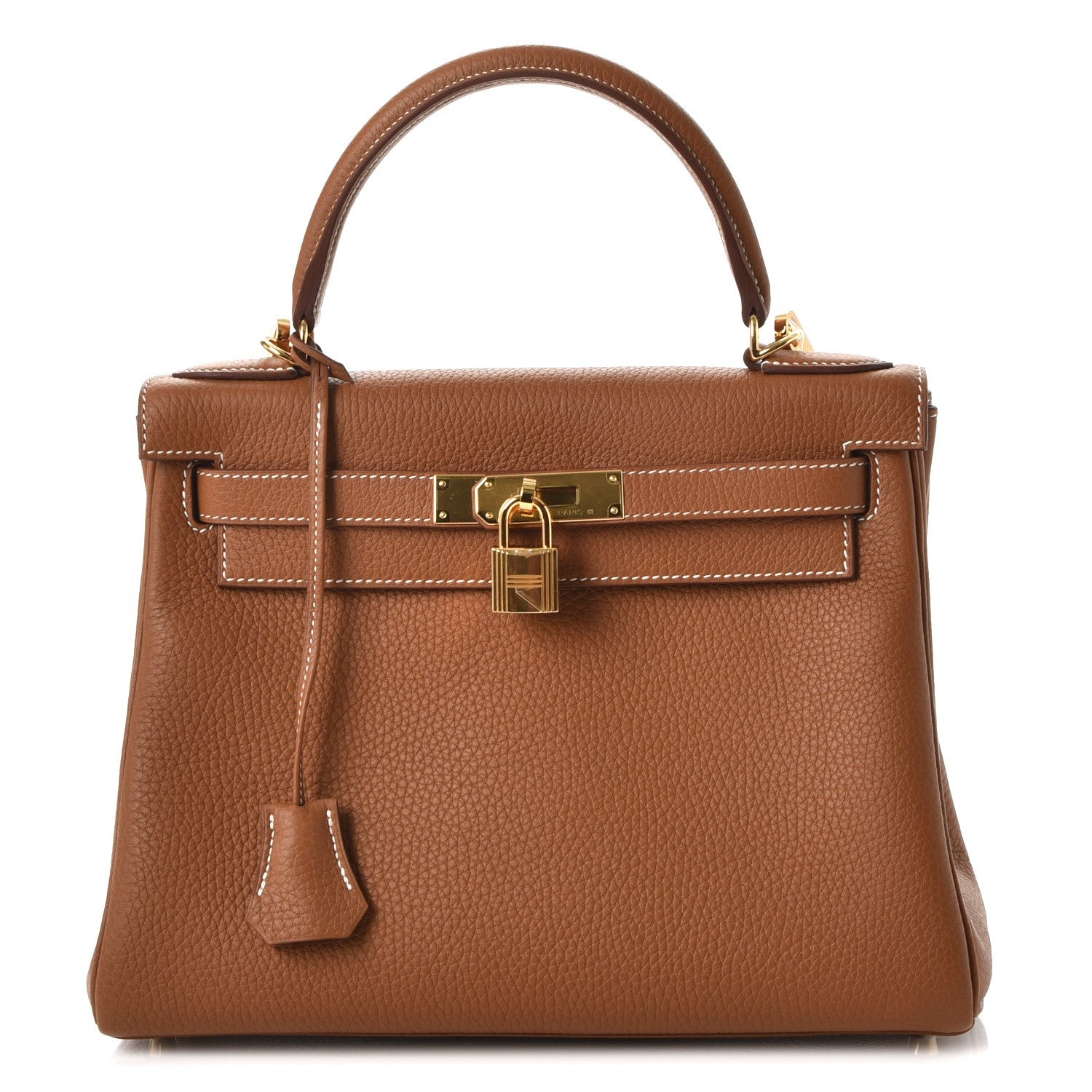 Hermes Taurillon Clemence Retourne Horseshoe Kelly 28 Gold 1 of 40