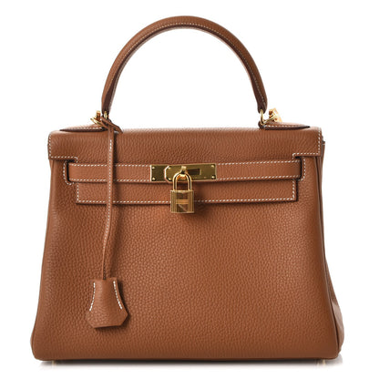 Hermes Taurillon Clemence Retourne Horseshoe Kelly 28 Gold 1 of 40