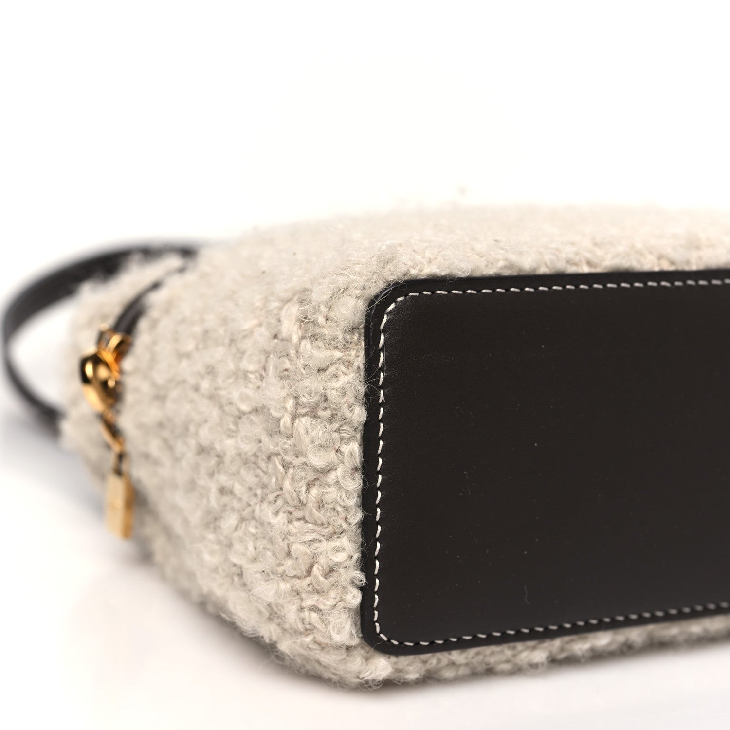 Loro Piana Boucle Alpaca L19 Extra Pocket Pouch Beige Dark Chocolate Licorice 7 of 8