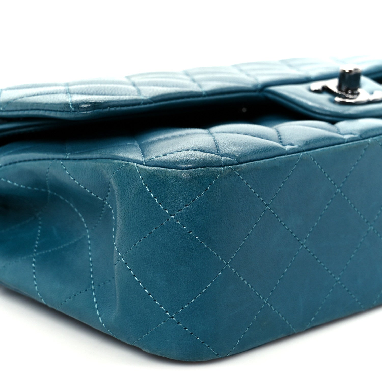 Chanel Lambskin Quilted Medium Double Flap Turquoise 19 of 23