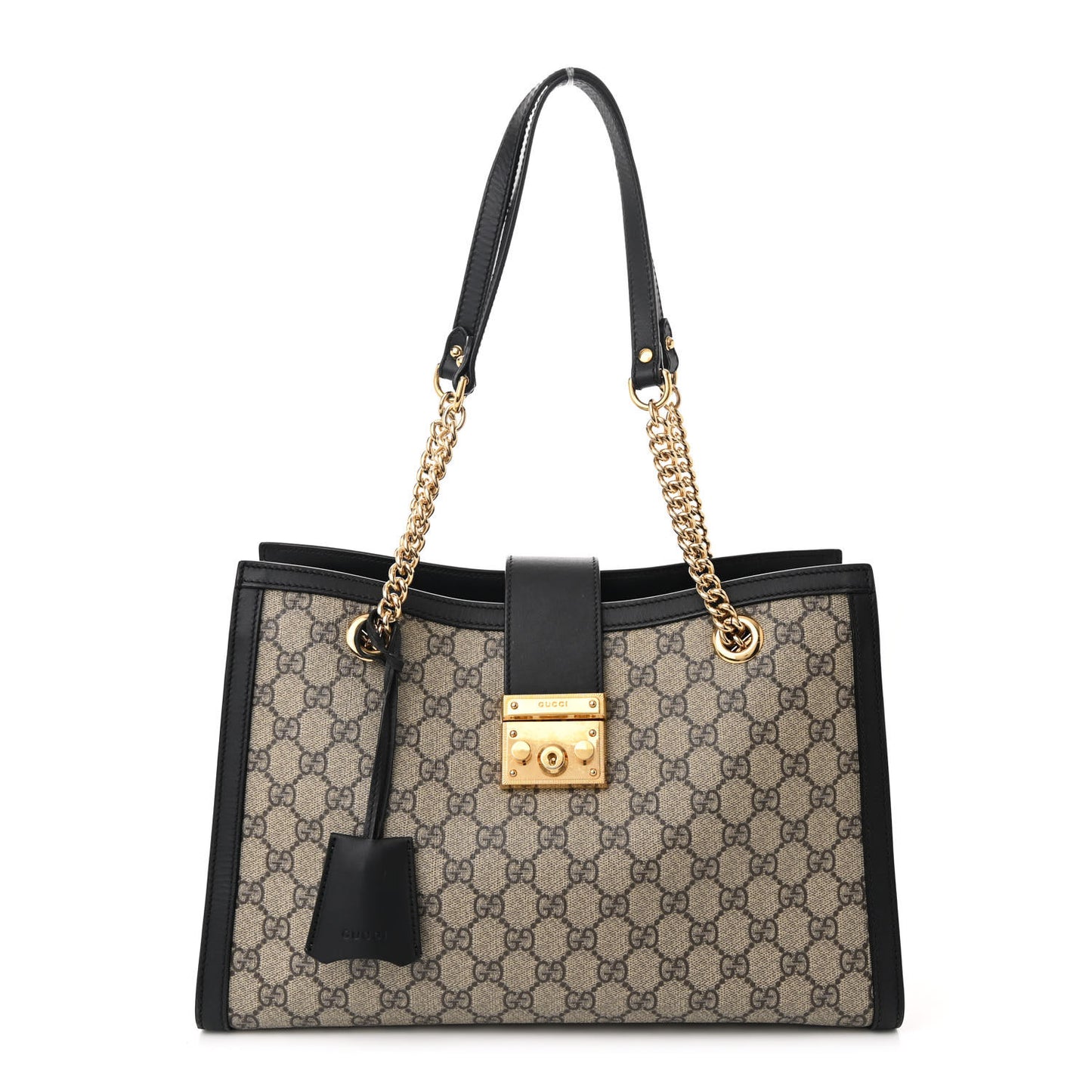 GG Supreme Monogram Medium Padlock Tote Black