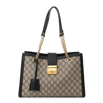 Gucci GG Supreme Monogram Medium Padlock Tote Black 1 of 11