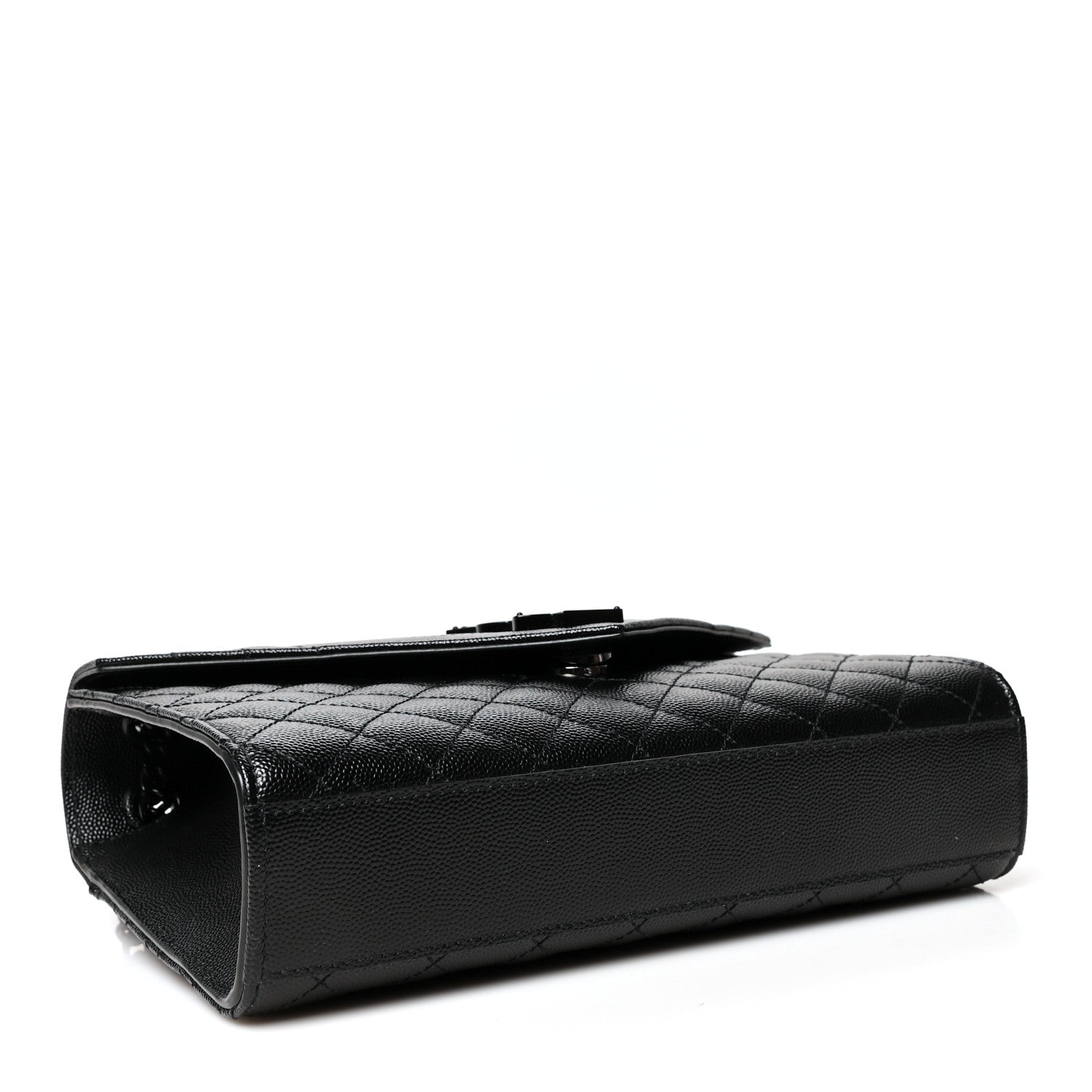 Saint Laurent Grain De Poudre Textured Mixed Matelasse Triquilt Medium Monogram Satchel Black 4 of 10