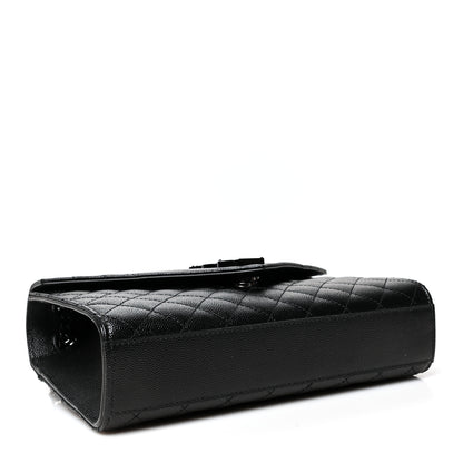 Saint Laurent Grain De Poudre Textured Mixed Matelasse Triquilt Medium Monogram Satchel Black 4 of 10