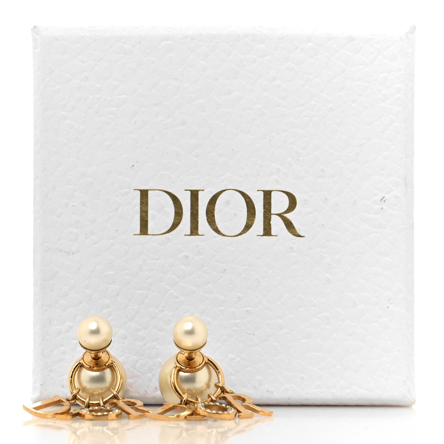 Pearl Crystal Tribal Logo Charms Earrings Gold
