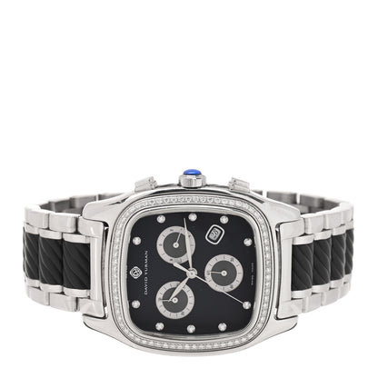 David Yurman Stainless Steel Rubber Diamond Bezel 35mm Thoroughbred Chronograph Quartz Watch Black 2 of 5