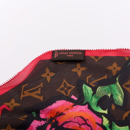 Louis Vuitton Silk Monogram Roses Scarf Marron 4 of 4