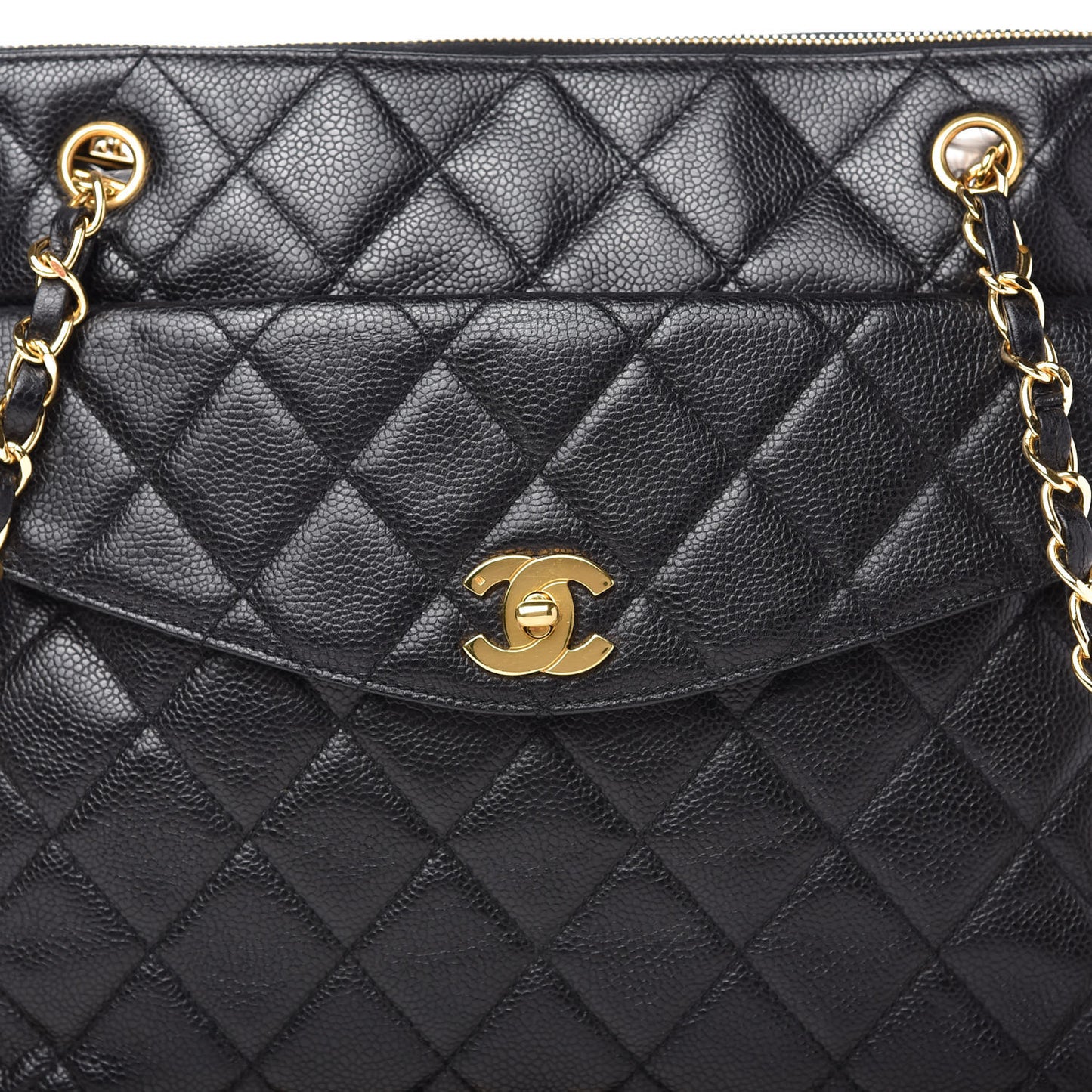 Caviar Quilted Flap Shoulder Bag Black