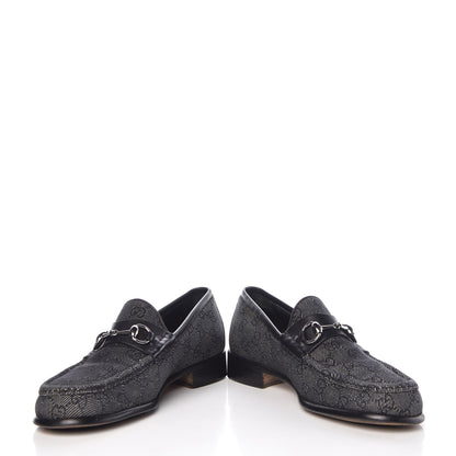 Gucci Monogram Calfskin Mens Horsebit Loafers 8.5 Navy 6 of 14