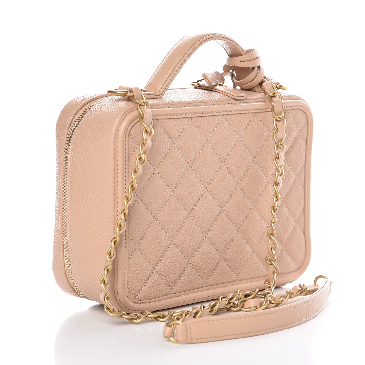 Chanel Caviar Quilted Medium CC Filigree Vanity Case Beige 3 of 12