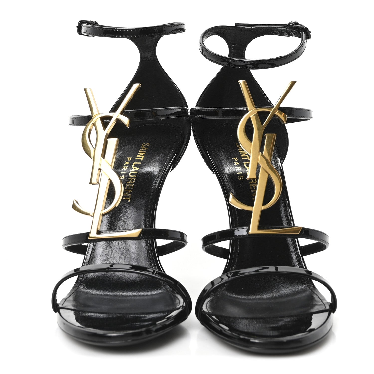 Saint Laurent Patent Cassandra 100 Ankle Strap Sandals 36 Black 3 of 9