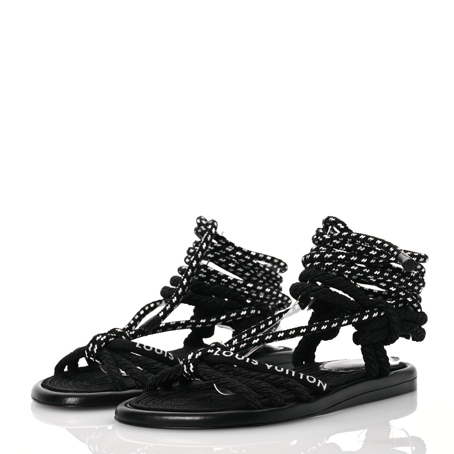 Fabric Maia Rope Flat Sandal 36 Black