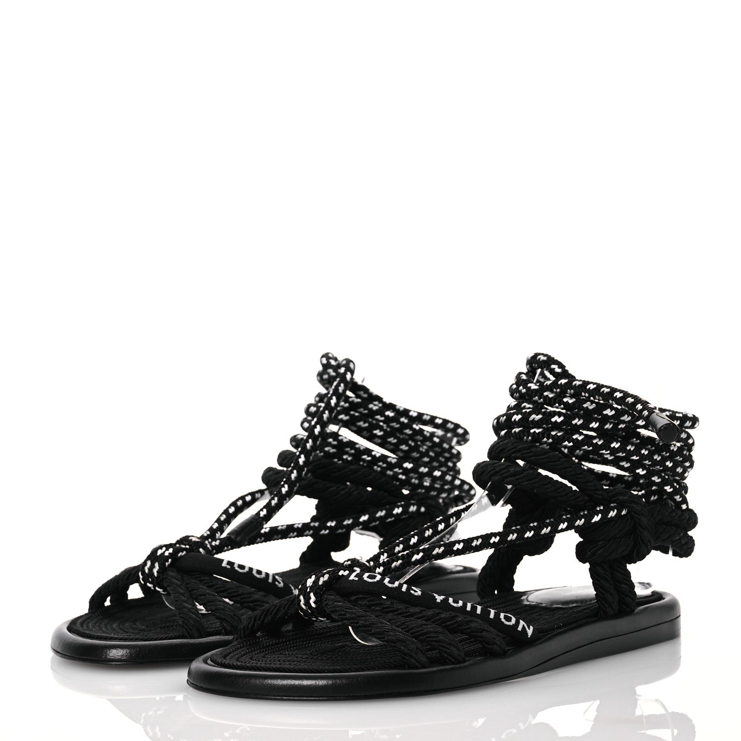 Louis Vuitton Fabric Maia Rope Flat Sandal 36 Black 3 of 9