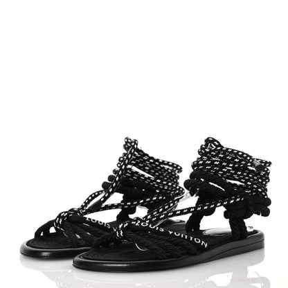Louis Vuitton Fabric Maia Rope Flat Sandal 36 Black 3 of 9