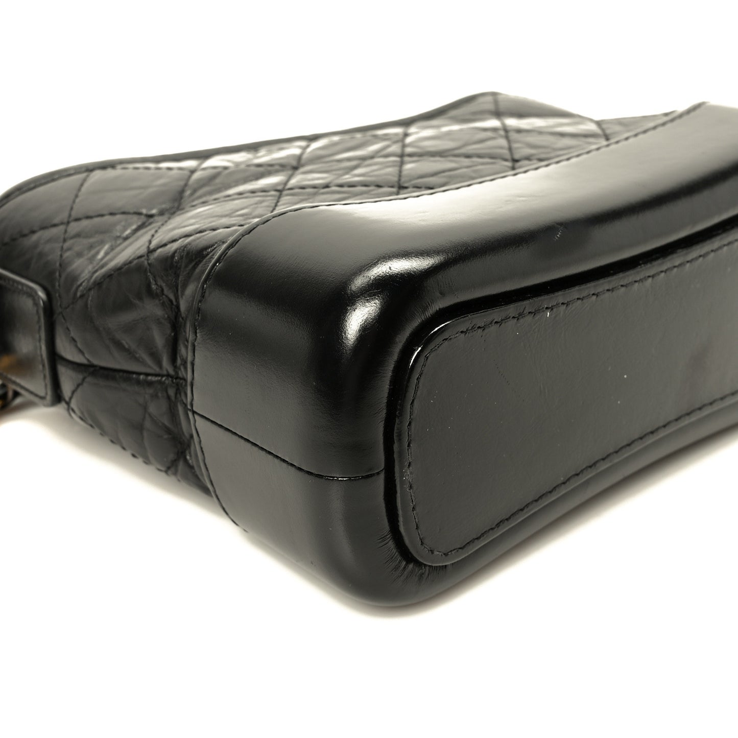 Aged Calfskin Quilted Small Gabrielle Hobo Black