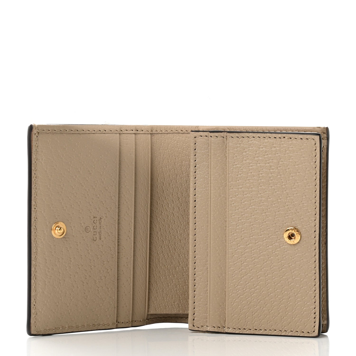 Gucci GG Supreme Monogram Textured Dollar Calfskin Web Ophidia Card Case Beige Mystic White Oatmeal 5 of 7