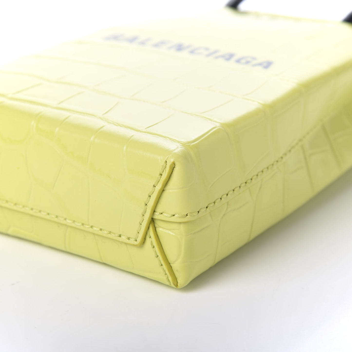Calfskin Crocodile Embossed Logo Shopping Phone Holder Bag Lime