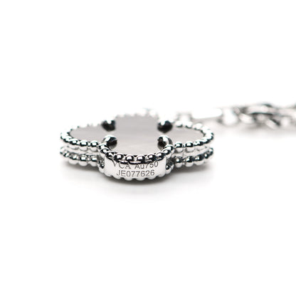 Van Cleef & Arpels 18K White Gold Mother of Pearl Chalcedony 6 Motifs Magic Alhambra Necklace 4 of 5